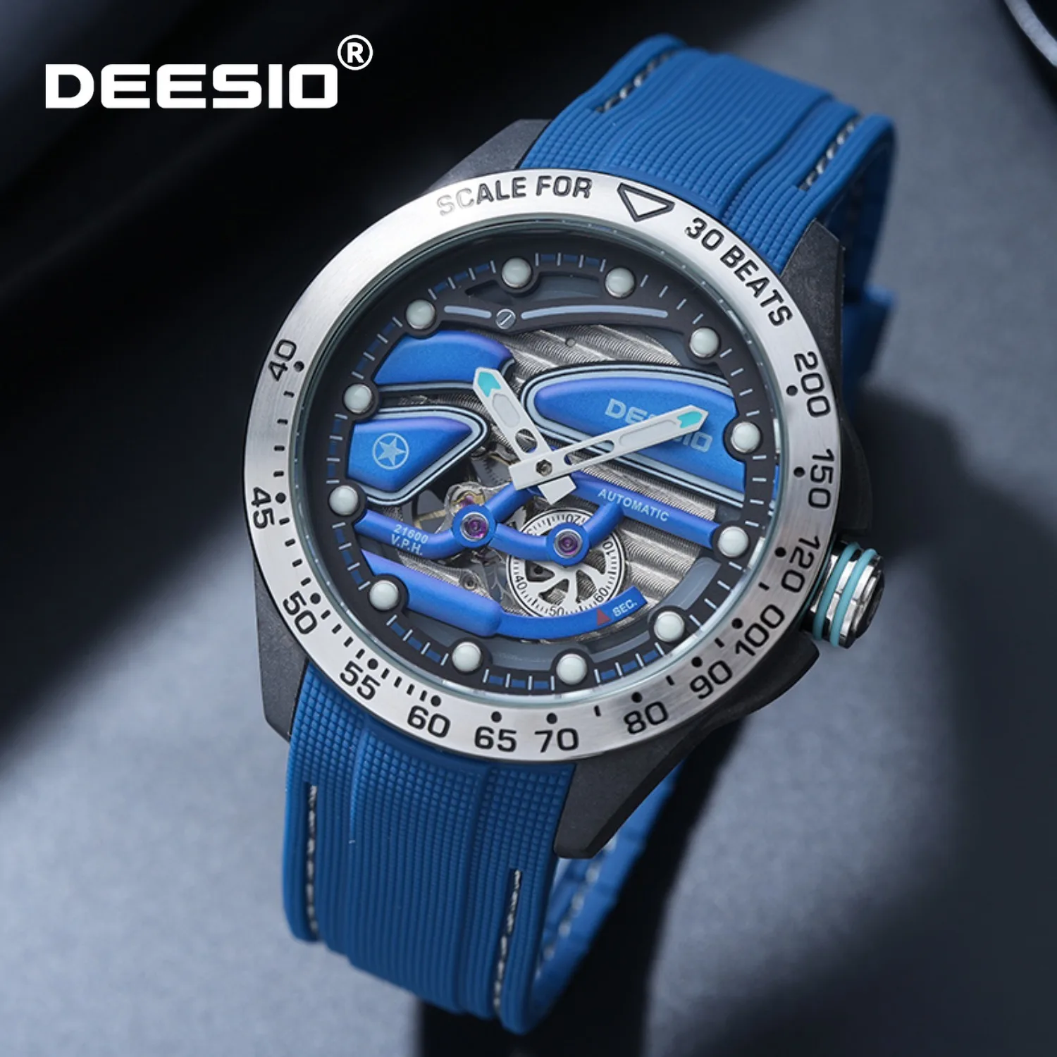 

Dessio Mens Automatic Watch Elegant Carbon Fiber Case Business Casual Style Waterproof Date Display Mechanical Watch Men Gift