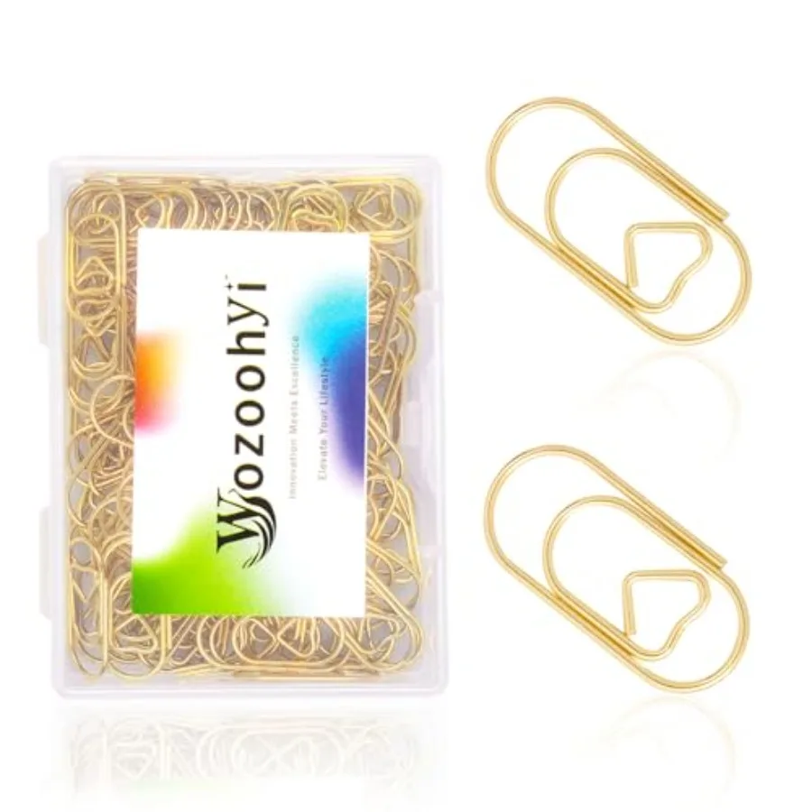 

Gold Heart Paper Clips 100 Pcs Stainless Steel 0.78 Inch Bookmarks Organization Office Supplies