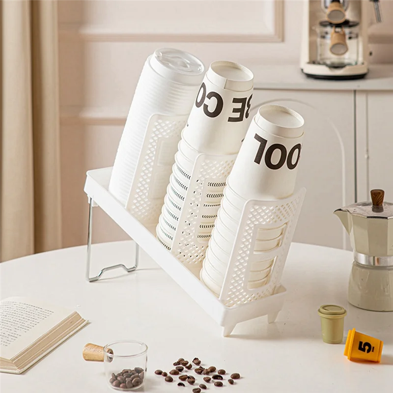 

2Pcs Cup Holder [Single Row] Household With Bracket Foldable Cup Holder Coffee Shop Cup Rack-B91B