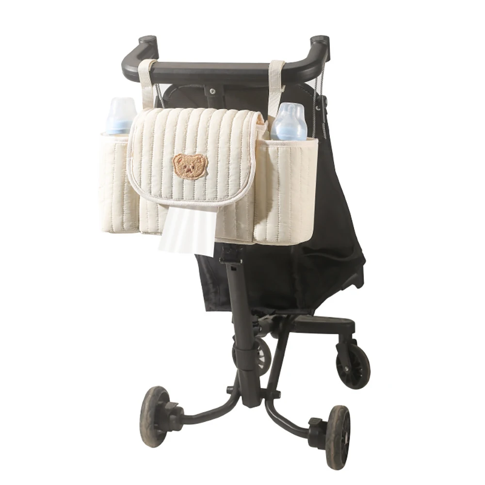 Baby Diaper Bag Stroller  Waterproof Scratch Resistant Insulated Milk Bottle Pocket Detachable Straps Mommy Travel Storage Bag