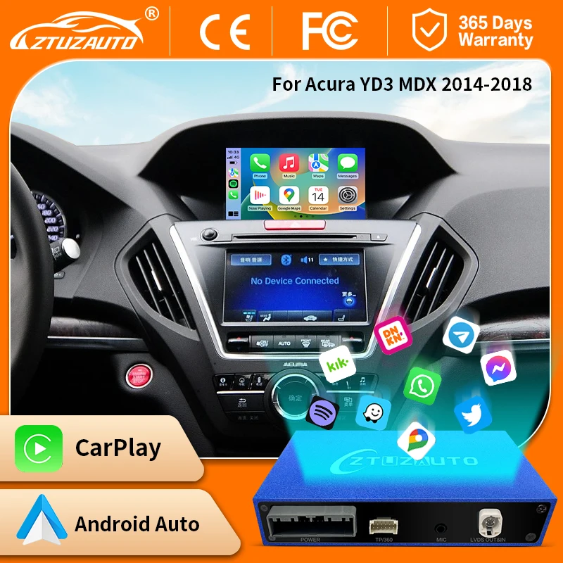 OEM Screen Upgrade Wireless CarPlay and Android Auto Smart Module for ACURA MDX Dual Screen Models with Mirror Link AirPlay