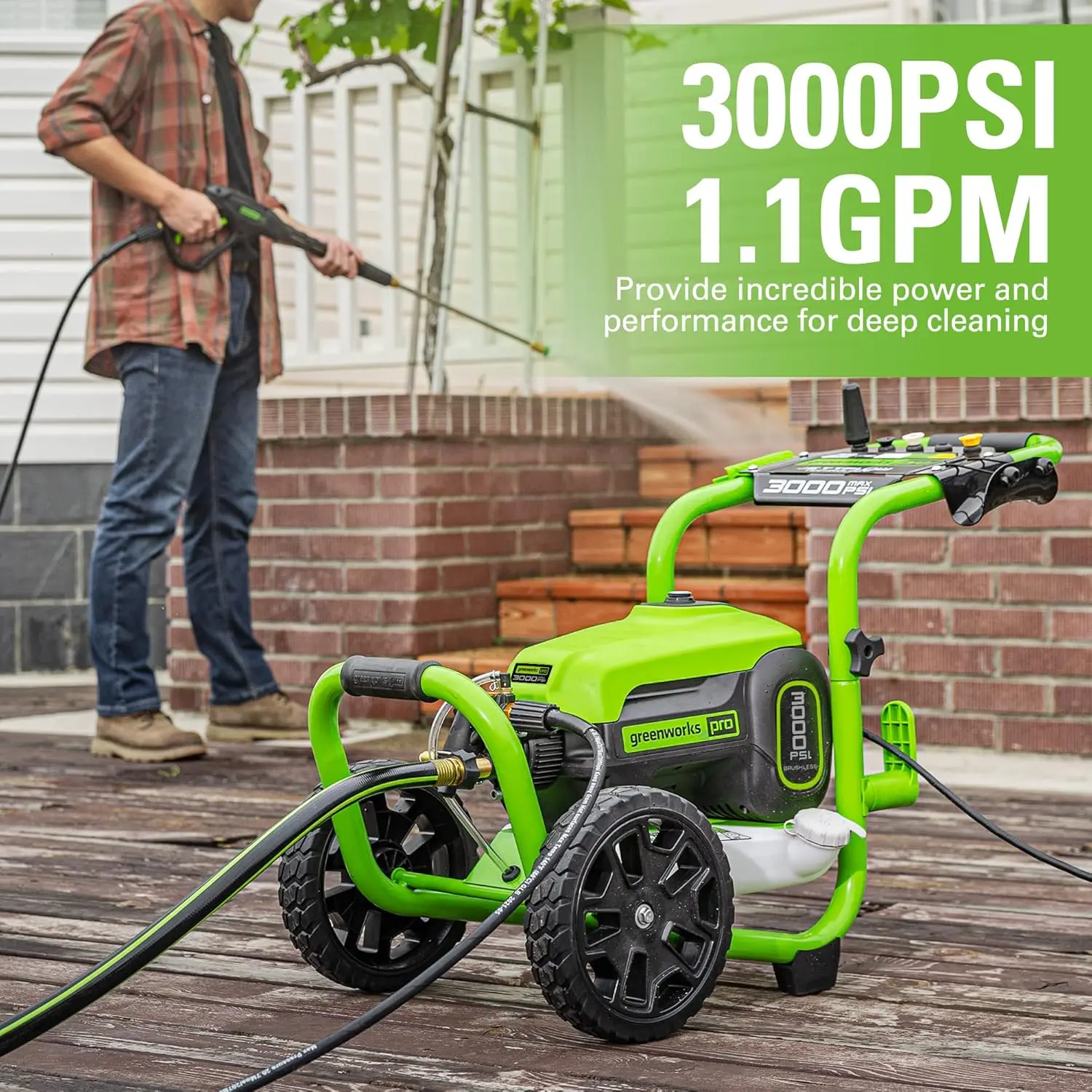 Greenworks 3000 PSI (1.1 GPM) TruBrushless Electric Pressure Washer (PWMA Certified)