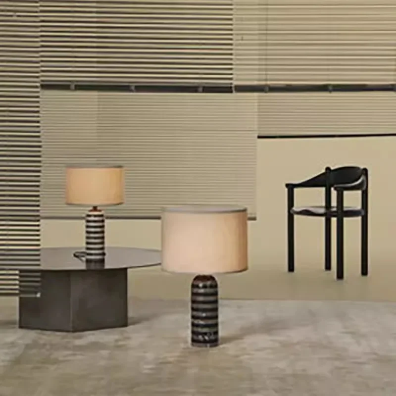 

ForNew Danish marble gravity table lamp black and white striped lamp simple decorative table lamp