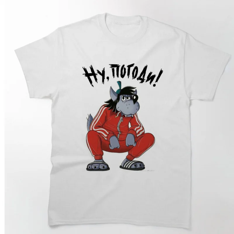 

Nu Pogodi Nu, pогоди old cartoon 0807 russia udssr wolf Volk and Zayats funny t shirt Retro Well Just You Wait printed clothing
