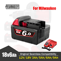 Original For Milwaukee Batteries M18B5 XC Lithium Battery 18v 5.0/6.0 battery charger For Milwaukee  M12 3.0/5.0/6.0/9.0Ah M18