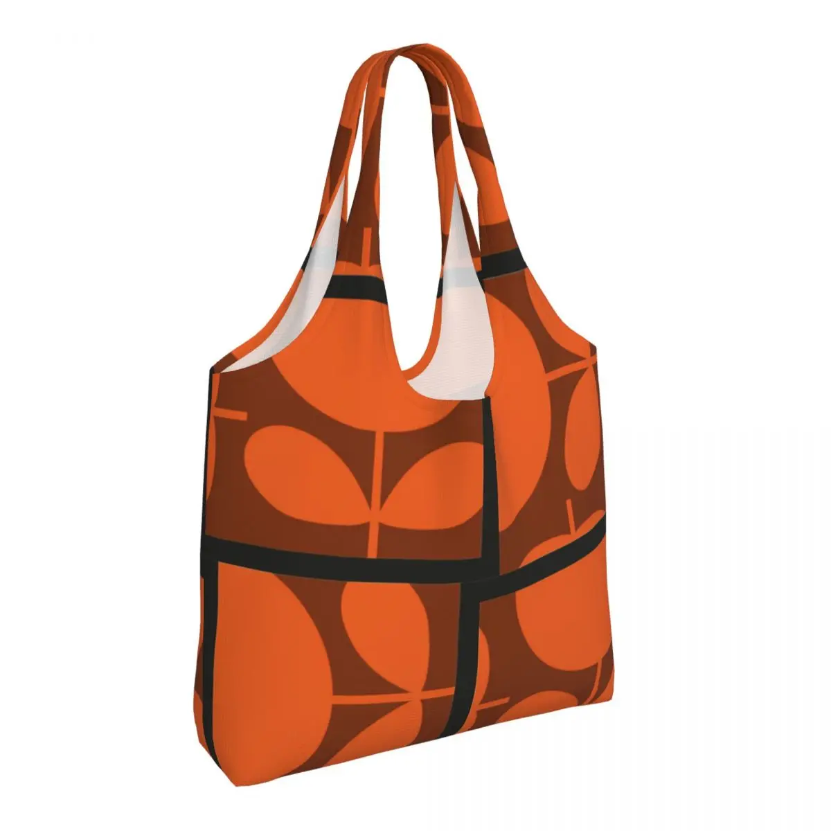 Custom Reusable Print Orange Orla Kiely Shopping Bag Women Canvas Shoulder Tote Bag Portable Groceries Shopper Bags Handbags