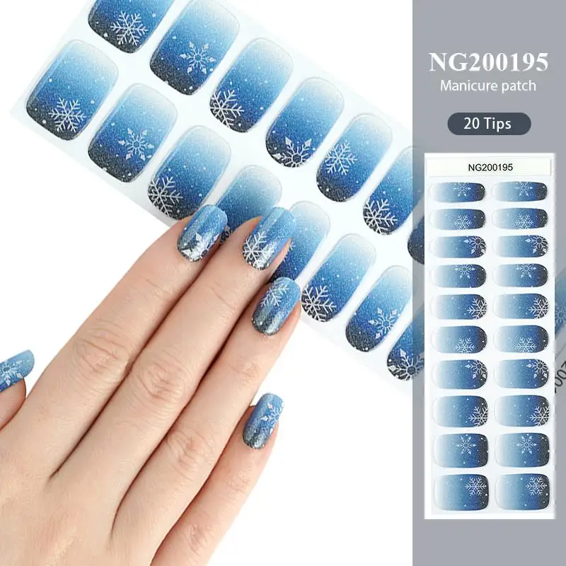 Christmas Snow Winter Gel Nail Stickers Patch Supplise Nail Strips for Women Girls Full Beauty High Quality Stickers for Nails