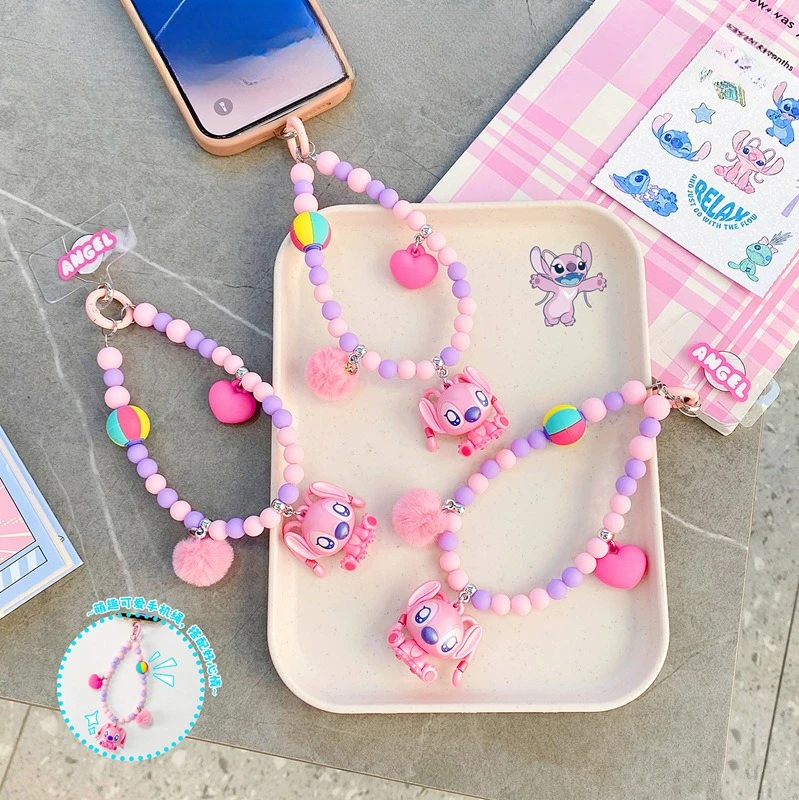 

New Cartoon Angie Cute Fashion Cute Beaded Keychain Couple Mobile Phone Pendant Cute School Bag Pendant Gift