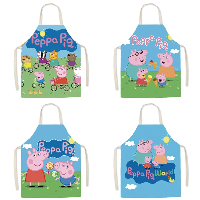 Peppa Pig Cartoon Adult Children's Sleeveless Apron Parent Child Household Kitchen Clean Antifouling Cute Apron Cover