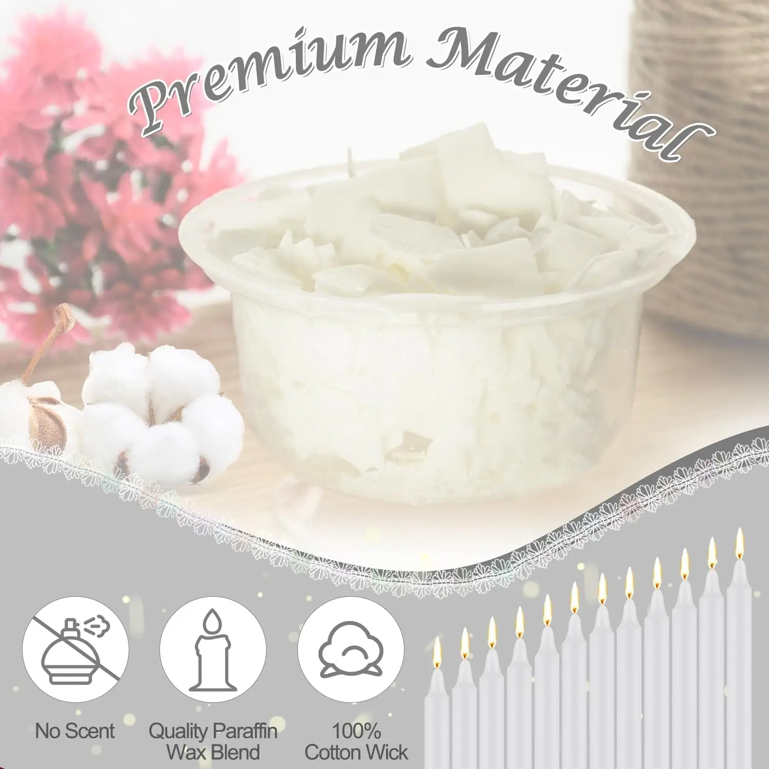 24 White 4-Inch Stick Candles, Drip-Free, Smokeless, Unscented, Household Dinner Candles, Hand-Poured, High-Quality, Suitable for Churches, Homes,