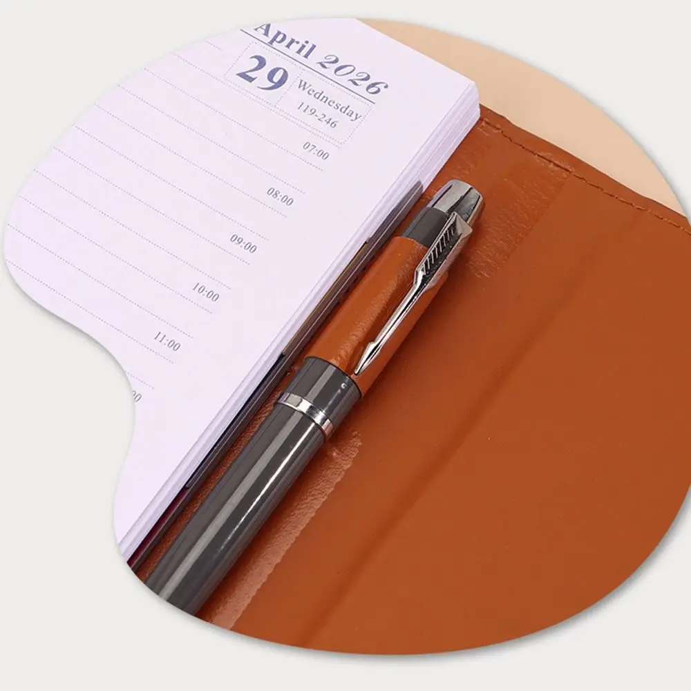 

English 2026 Schedule Planner Notepad 12 Months Wear-resistant A5 Agenda Planning Notebook Portable Magnetic PU Cover