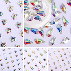 100 pezzi di diverse dimensioni strass per cucire in resina varie forme Flatback Crystal AB Series Diamond per la decorazione di indumenti e artigianato