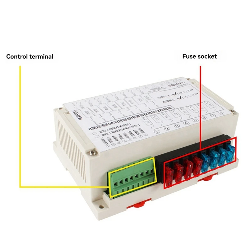 RV Modified 80A Control Box Relay 8-Way Insurance Control Relay Set 12V Detachable Relay