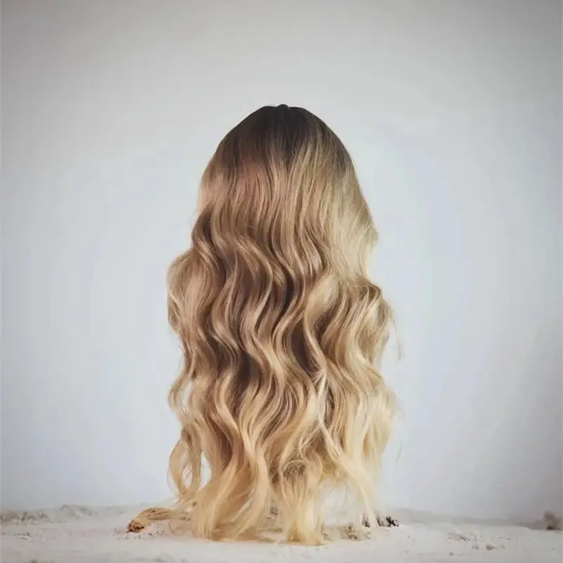 أومبير براون شقراء الاصطناعية HD الدانتيل شعر مستعار أمامي مقاومة للحرارة شعر مستعار طبيعي الجسم موجة الباروكات للجزء اليومي المبتدئين ودية #3