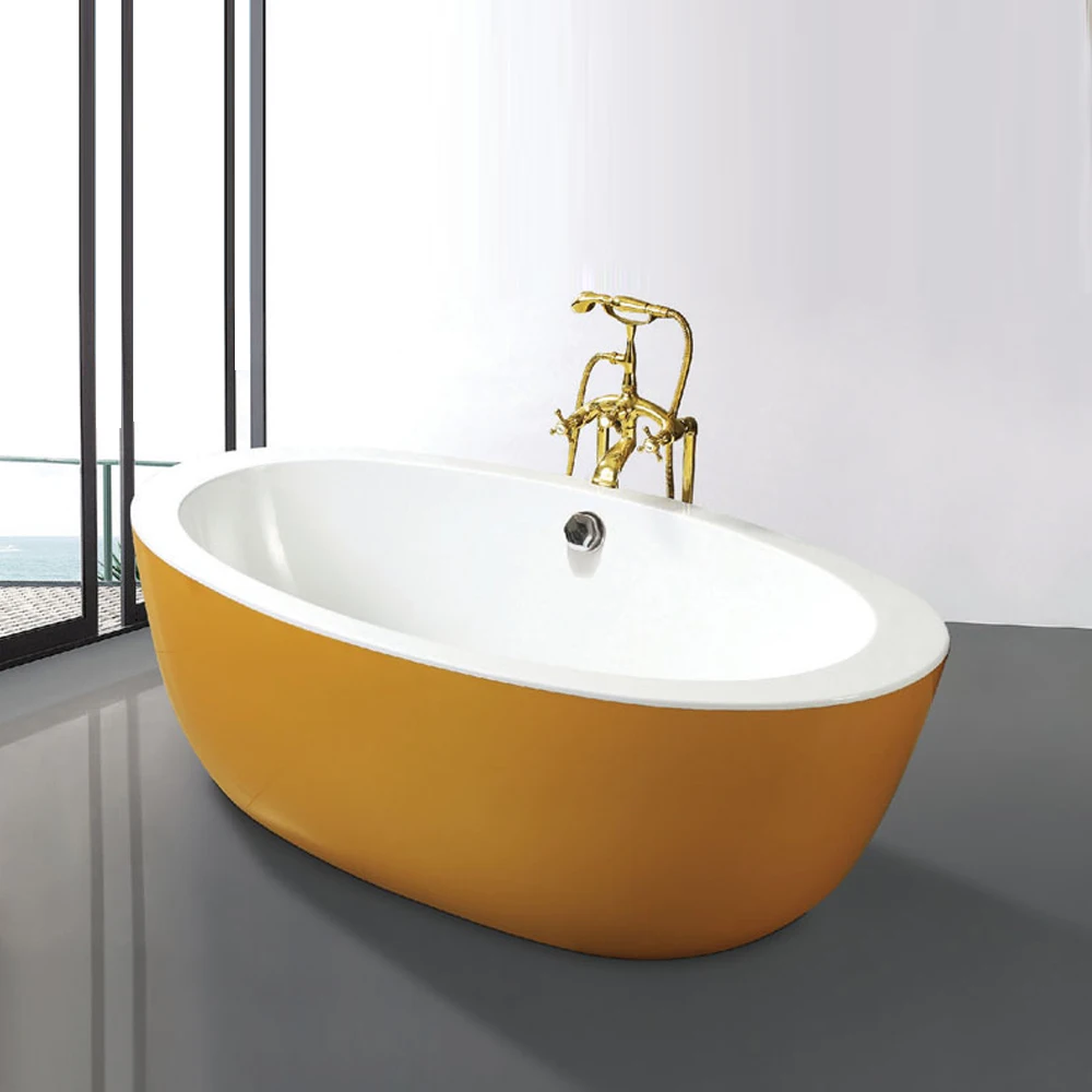 

Foshan Factory Cheap Gold Acrylic Bathtub Free Standing Bath Tub Solid Surface Acrylic Bath Tub