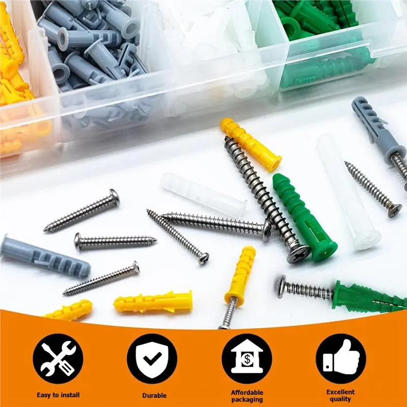 [A93Z!】 Wall Plug And Screw Assortment Kit 300PCS /M5, Phillips Round Head Self-Tapping Screws With Expansion Anchors