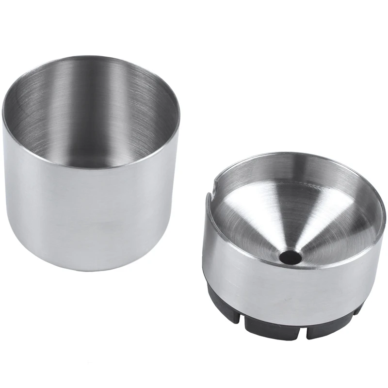 4X Stainless Steel Car Ashtray Smokeless Auto Cigarette Ashtray Ash Holder Creative Windproof Business Gift Car