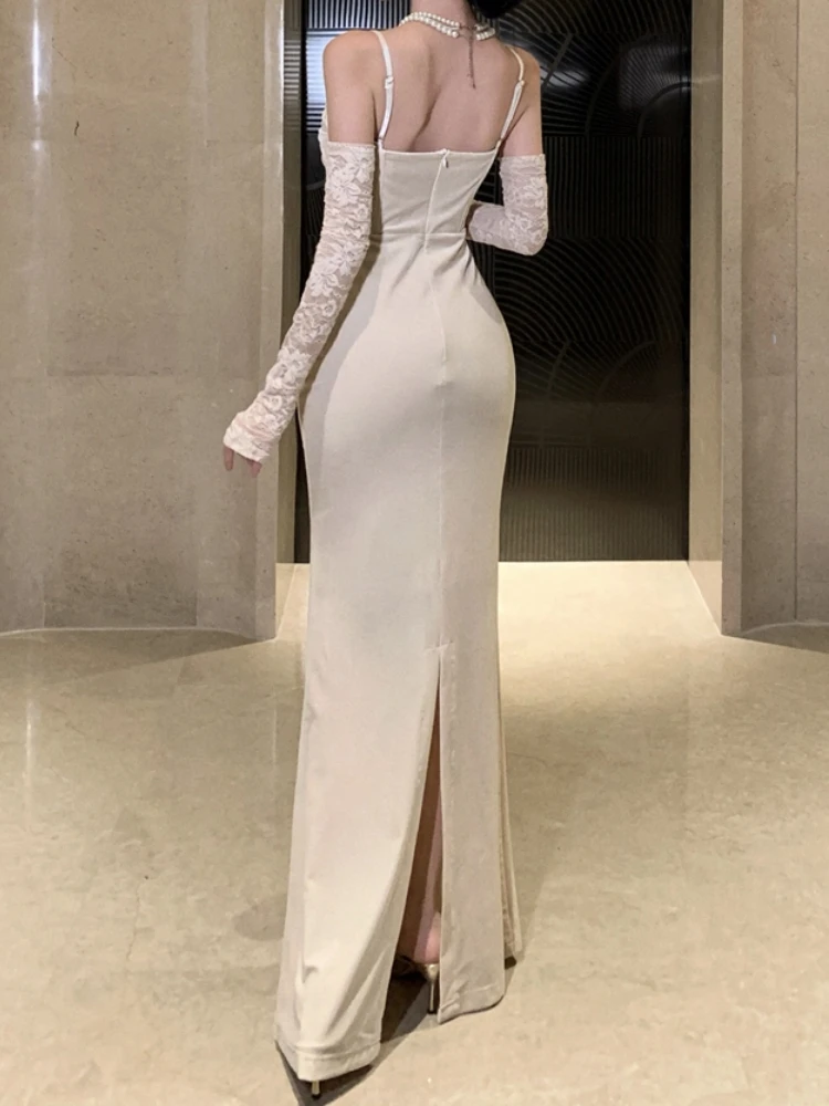 Sexy Women Bodycon Casual Solid Slim Long Dress Spaghetti Strap Vintage Elegant Party Prom Dresses Female Clothes Robe Vestidos