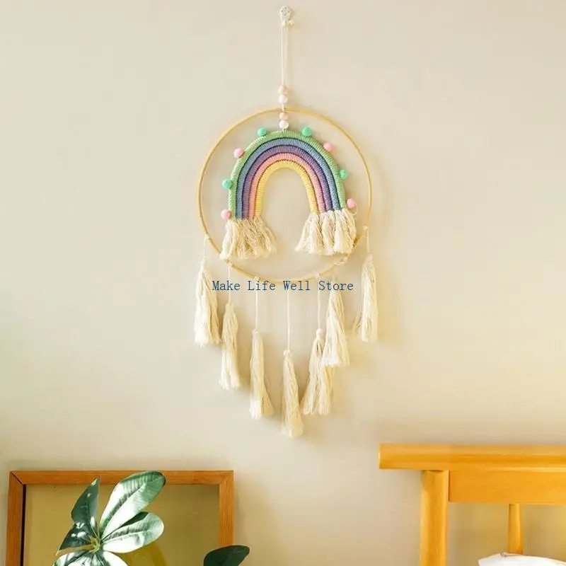 Dormitory Wall Window Handwoven Tassels Rainbow Tapestry Hanging Pendant