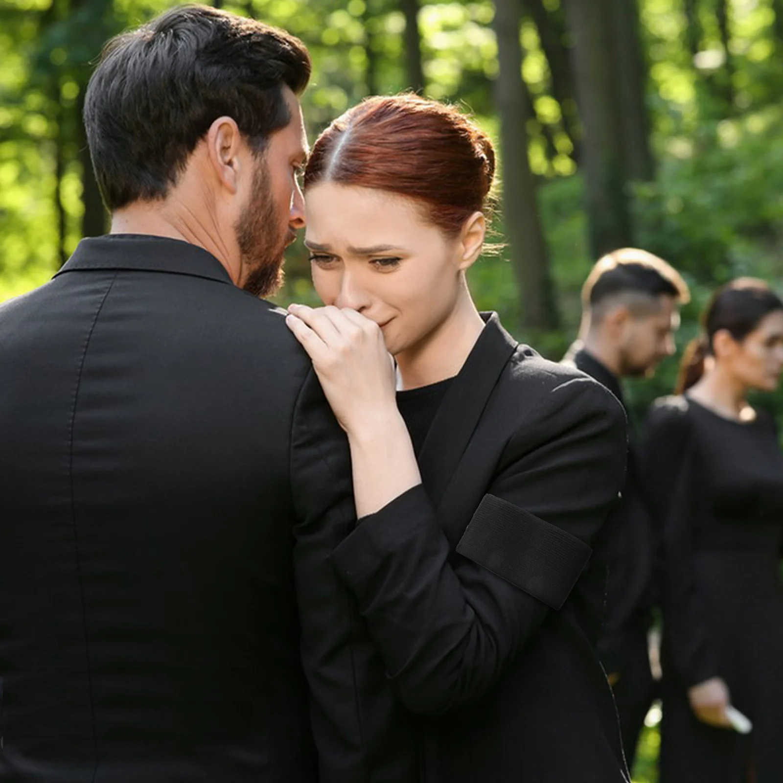 

15 шт., черная мемориальная повязка на руку, эластичная саржевая траурная повязка, регулируемый аксессуар для общественного доступа, эластичные саржевые ленты