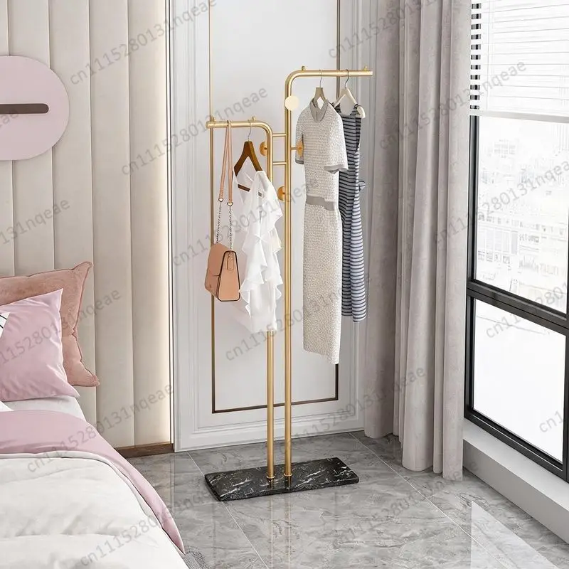 Simple Floor-to-ceiling Coat Rack Black Gold Clothing Store Locker Room Clothes Drying Rack
