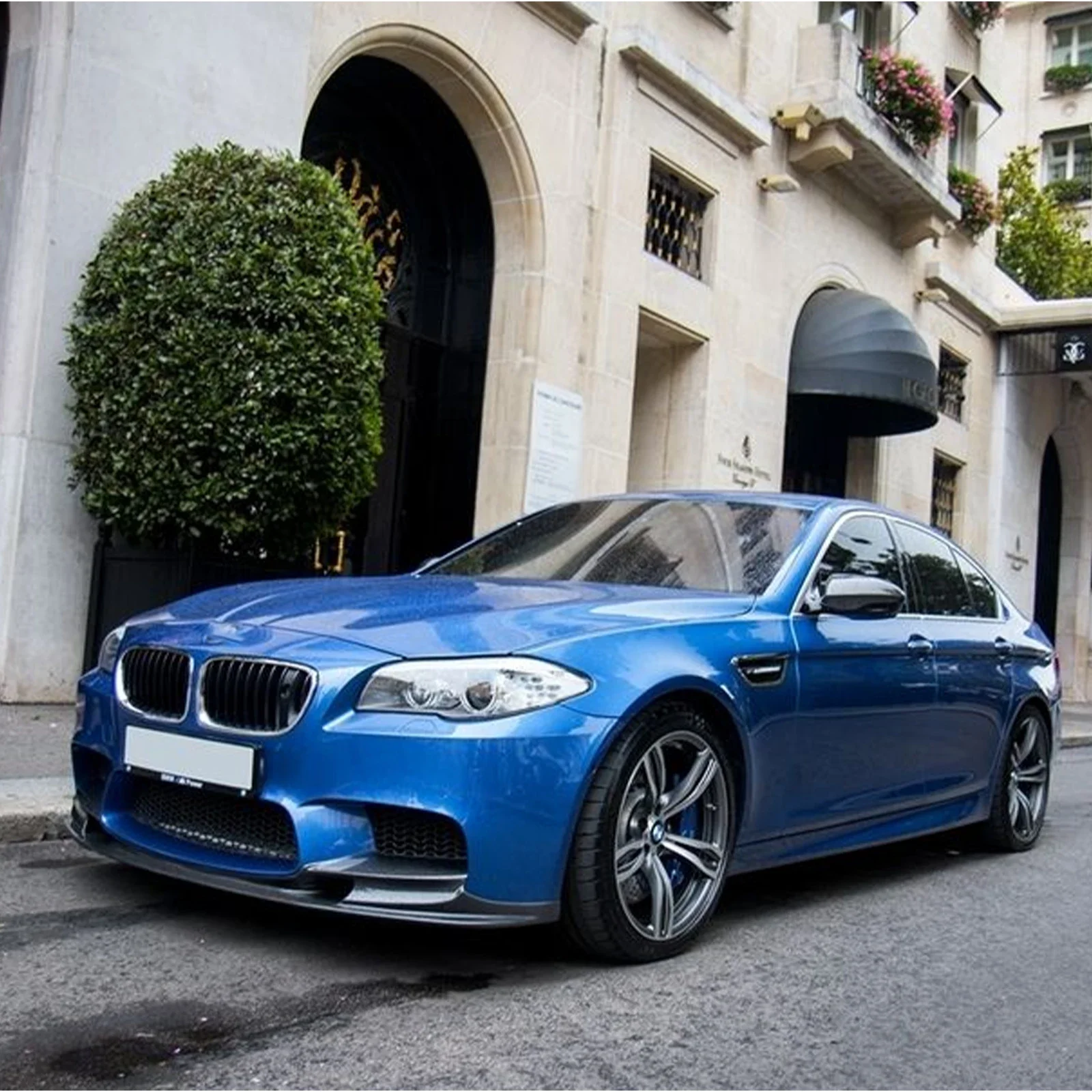 For BMW F10 M5 2012-2016 Carbon Look Glossy Black Front Bumper Lip Spoiler Splitter Lower Air Vent Corner Side Splitter Cover view 5