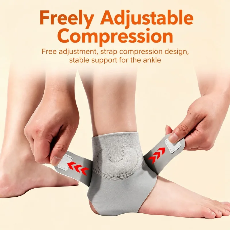 Elastic Sports Ankle Support Brace with Magic Tape Adjustable Breathable Unisex Ankle Wrap Bandage for Running Fitness