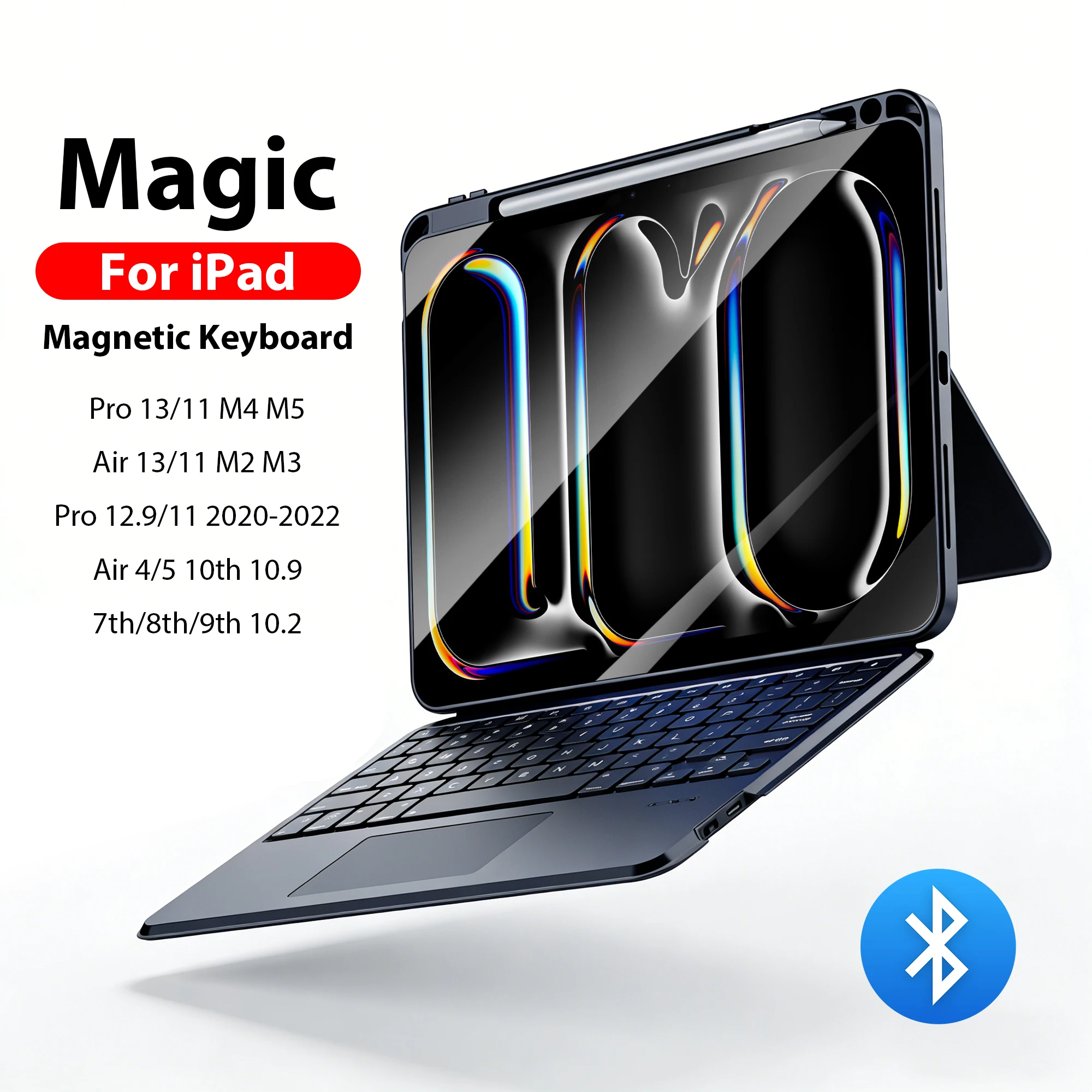 

Magic Keyboard Case For iPad Pro 13 11th M5 M4 12.9 Air 11 M3 M2 5 4 A16 10 9 10th 9th Generation Mini 7 6 2025 Magnetic Cover