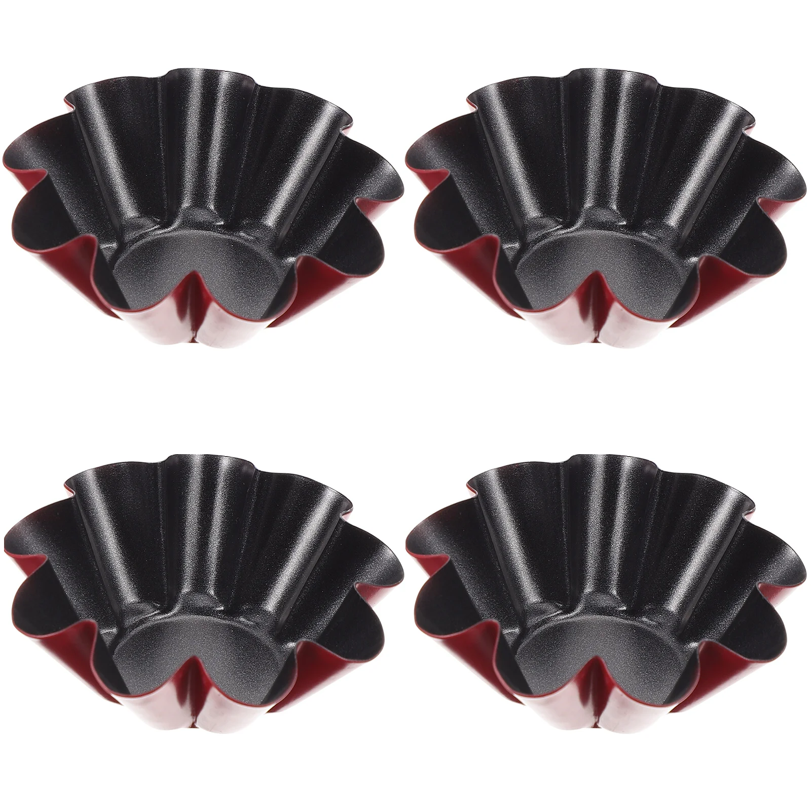 4 Pcs Flower Shaped Egg Tart Mold Reusable Baking Supplies Pan Liner DIY Cake Carbon Steel Mould