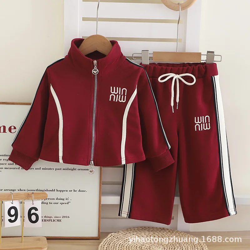 

A2025Girls Spring and Autumn New Casual Korean Style High Quality Sports Two-piece Set1Years Old-5Years Old
