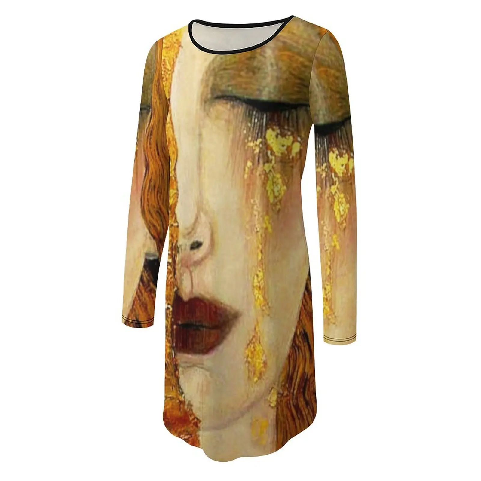 Gustav Klimt Freya's Tears w/Signature| Women's Grief Art Nouveau Long-Sleeve Dress dresses for woman Women's summer suit