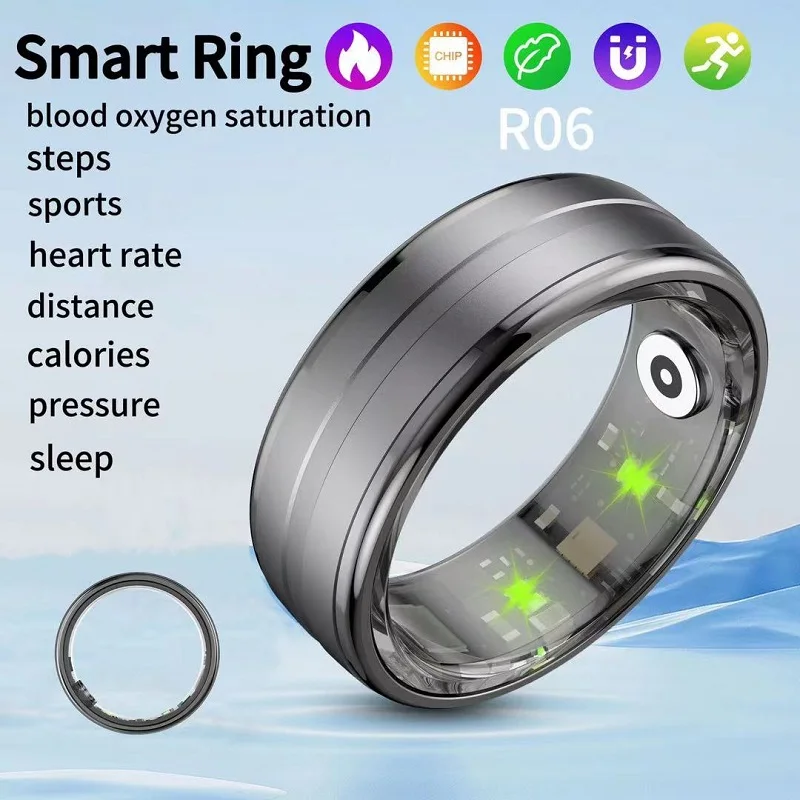 R06(QRing) Steps Heart Rate Pressure Blood Oxygen Saturation Sleep Distance Calories IP68 Smart Ring Waterproof Multi-sport Mode