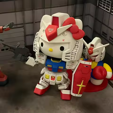 Hello Kitty RX-78-2SD Ganso Assembly Model Action Figures Set Of Dolls Toys For Kids Desktop Decoration Collectible Gift