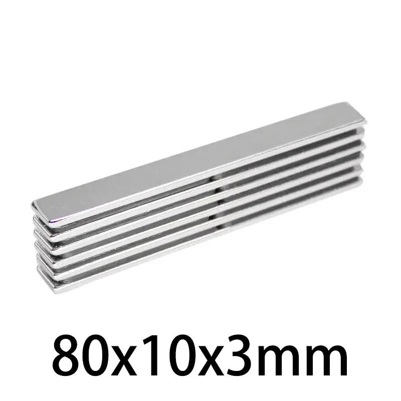 

2/5/10/20Pcs 80x10x3mm Big Quadrate Neodymium Magnet Strong Block Permanent NdFeB Magnetic Sheet Strong Magnet Imanes