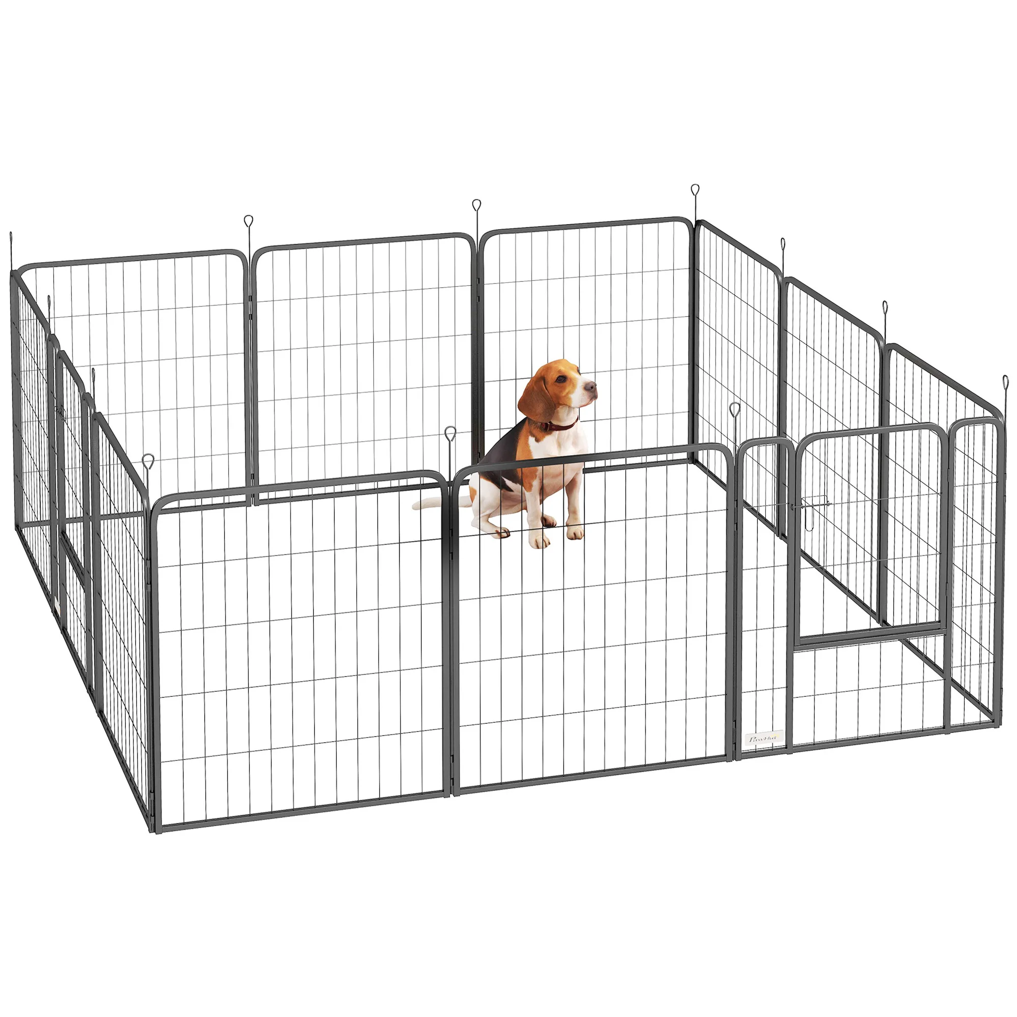 Parque para Perros de 12 Paneles 68x80 cm Corral Plegable para Perros Medianos con Puertas y Cierre Negro