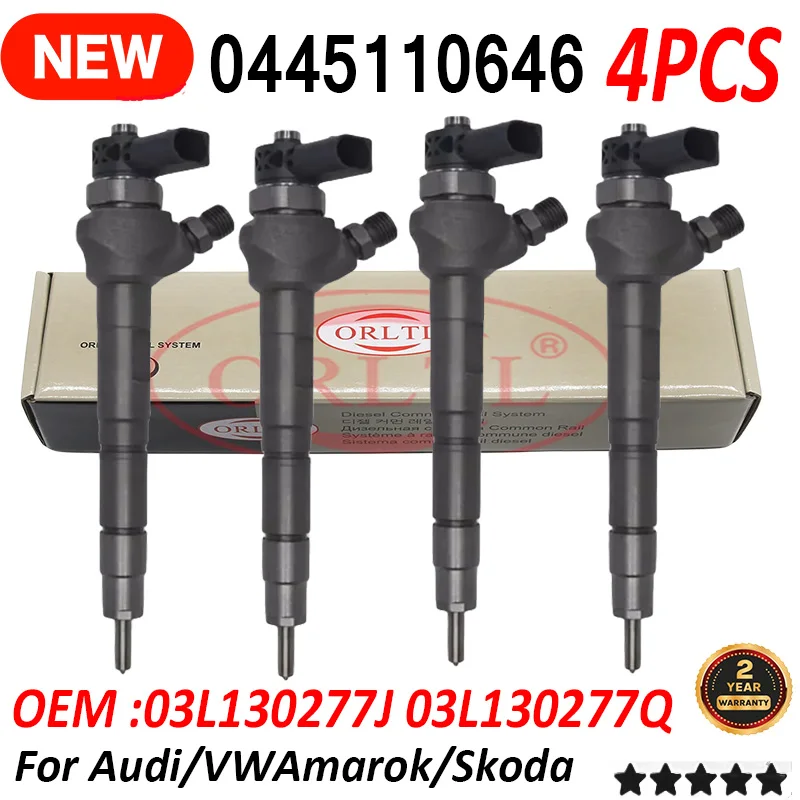 

ORLTL 0445110646 03L130277J 03L130277Q Common Rail Diesel Fuel Injector For BOSCH Volkswagen/Audi 0 445 110 646 4PCS