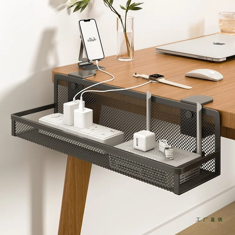 Under Desk Power Strip Holder Mount Socket Bracket Router Shelf Cable Management Tray Organizer Box for Home Office Desk Wire