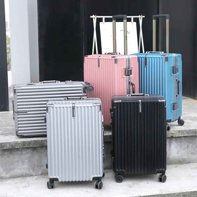 Luggage Aluminum Frame Women Men's Suitcase Small 20-Inch Trolley Case Universal Wheel 24 Student 26 Password Leather Case 28