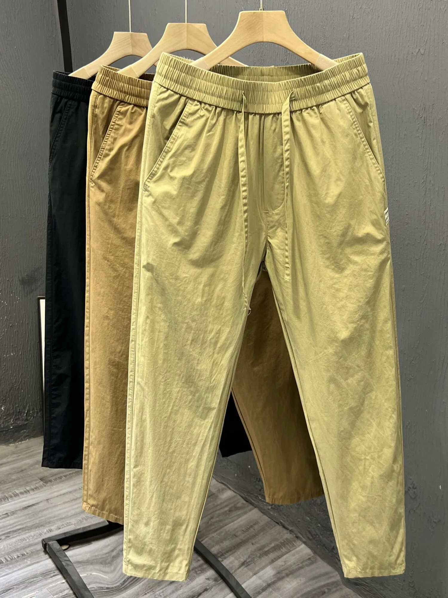 

Высококачественные хлопковые повседневные брюки для мужчин, свободные шаровары, тонкие рабочие брюки, модные брендовые длинные брюки, летние легкие