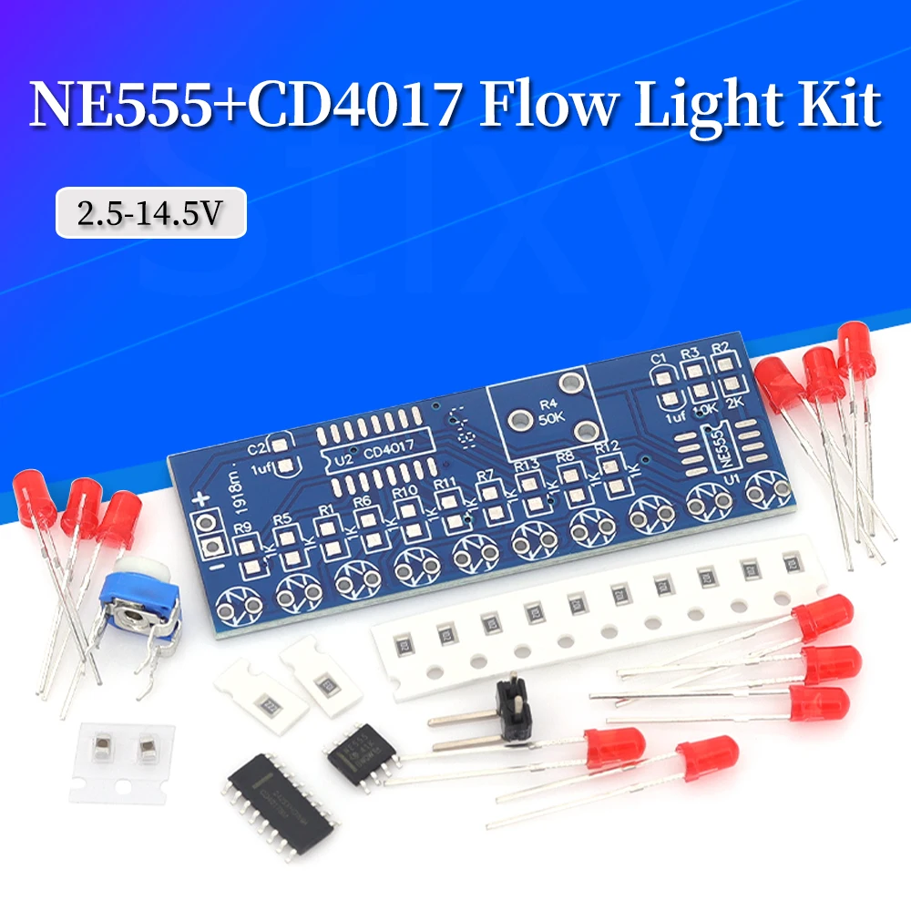 NE555+CD4017 Running LED Flow Light Electronic Production Suite Control Board Module DIY Kit 2.5-14.5V