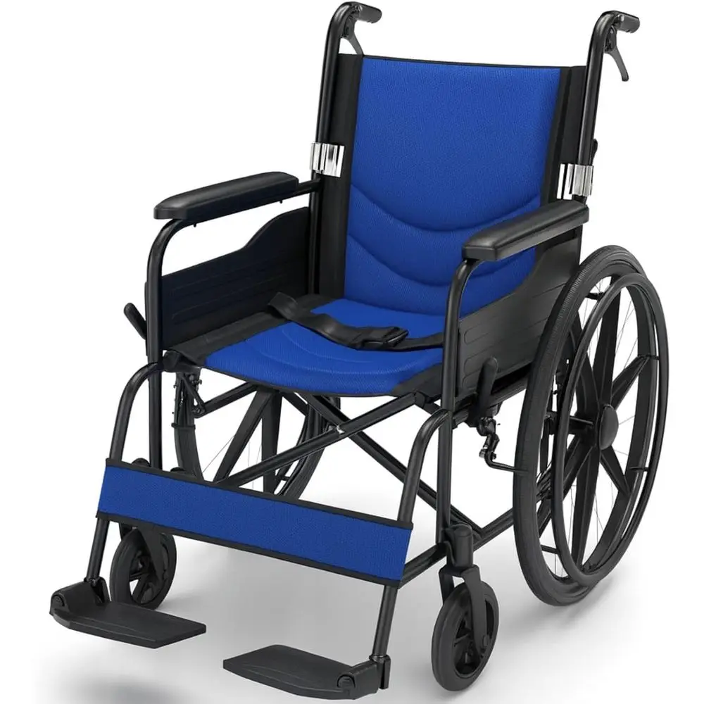 

Lightweight Foldable Wheelchair for Adults and Seniors with Adjustable Legrests - Portable Travel Chair, 18 Seat, 28 lbs.