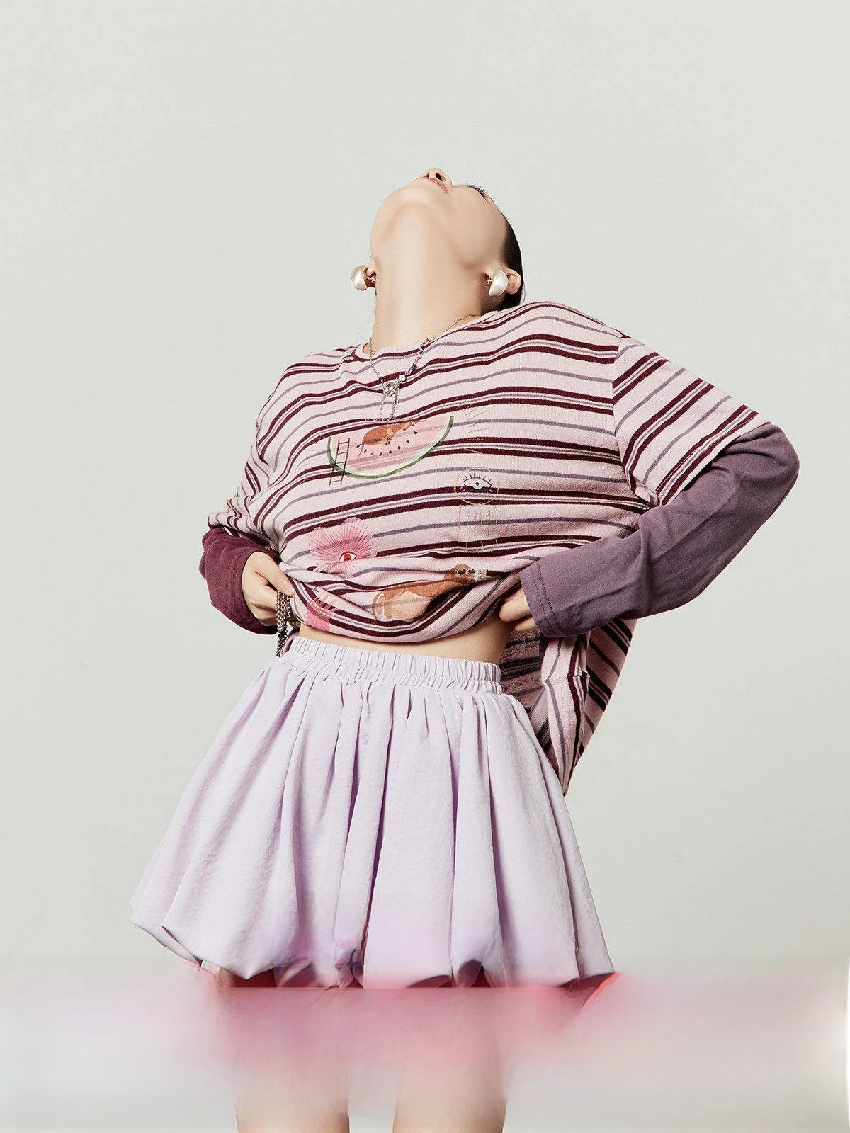 

Casual Stripe Splicing Long Sve Women's T-irt round Ne Printed Loose Fit Autumn New Sle Casual Comfortable Breathable