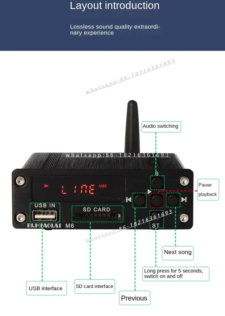 M6 Lossless Music Player Digital Turntable Power Amplifier Audio U Disk Audio Decoder DAC