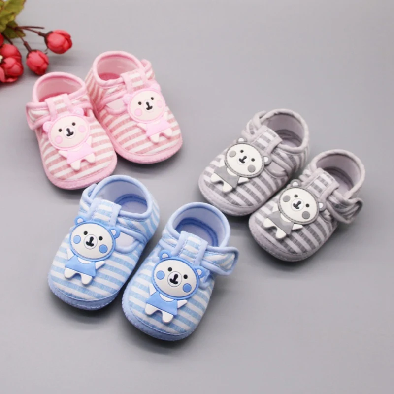 

Cartoon Bear Baby Walking Shoes Boys Girls Casual Cotton Shoes Toddler Soft Sole First Walkers Infants Non-slip Flat Shoes