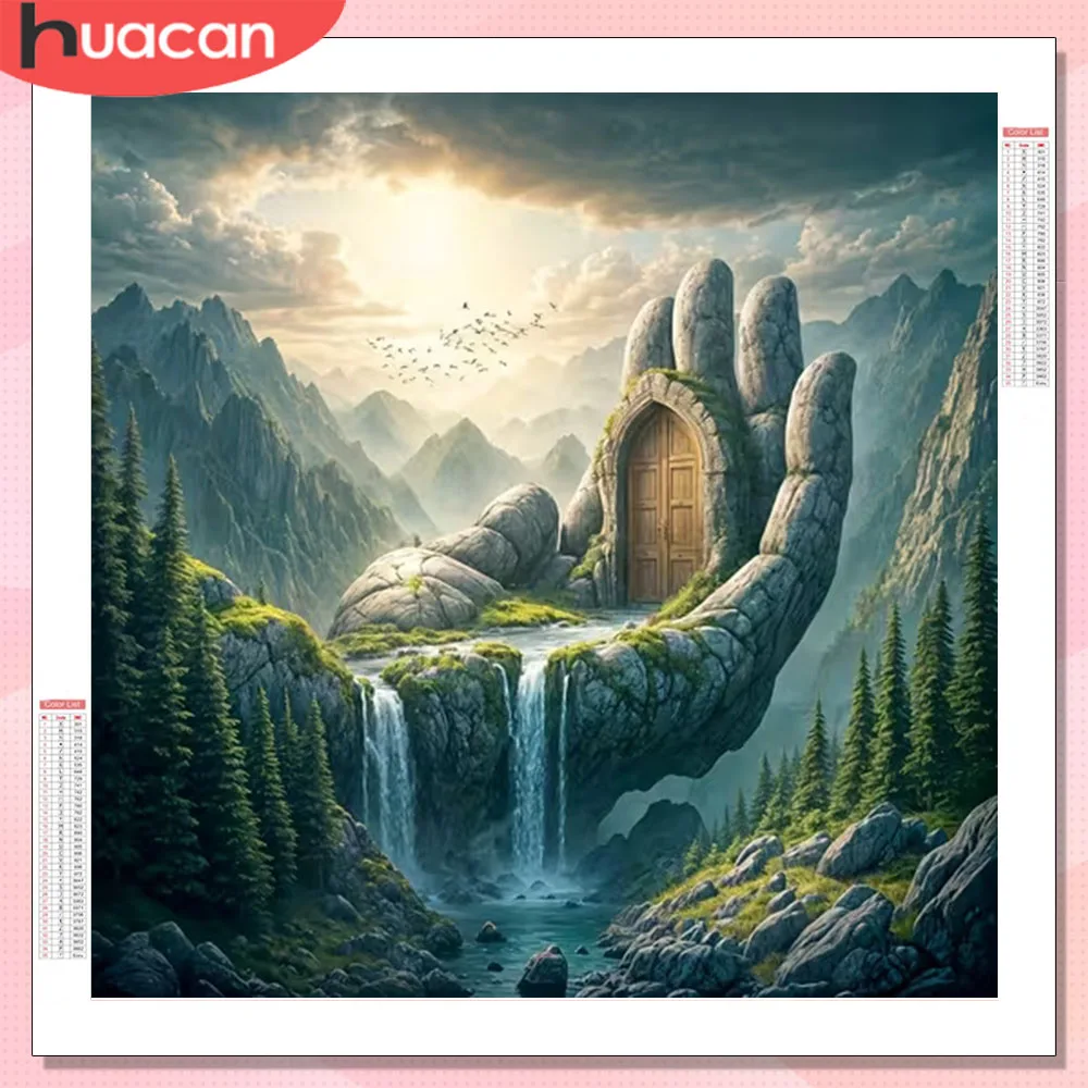 HUACAN Diamant-Mosaik-Set, Wasserfall, Landschaft, voller Bohrer, Bilder, Strasssteine, Hand, Diamant-Gemälde, Wanddekoration