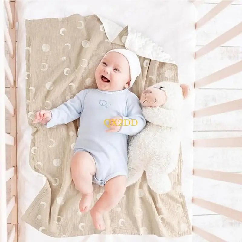 Baby Blanket with Dotted Backing Infant Swaddles Wrap Receiving Blanket 2-Layer