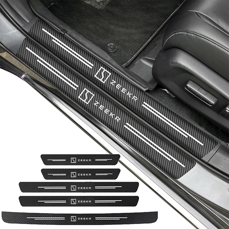 Carbon Fiber Car Door Threshold Sill Protector Trunk Stickers For Zeekr Krypton 001 009 Car Accessories
