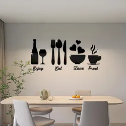 Kitchen Logo Mirror Wall Stickers Acrylic Mirror Wall Sticker Art Decor Eat Drink Love Enjoy Self-Adhesive Stickers ,Home Decor