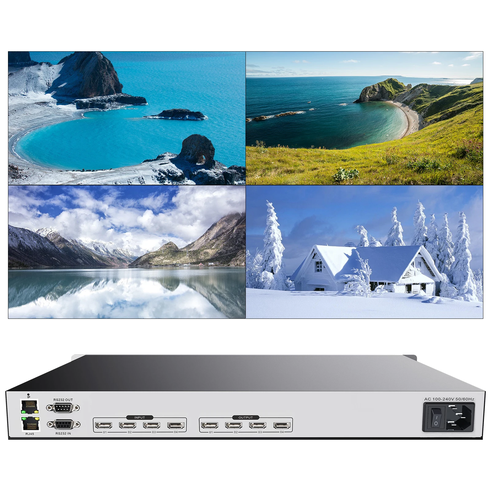 4 in 4 out Matrix Switcher 4kx2k@30Hz HDMI Matrix hdmi Switcher Support WEB Control Dolby Digital DTS-HD Master Audio Playback