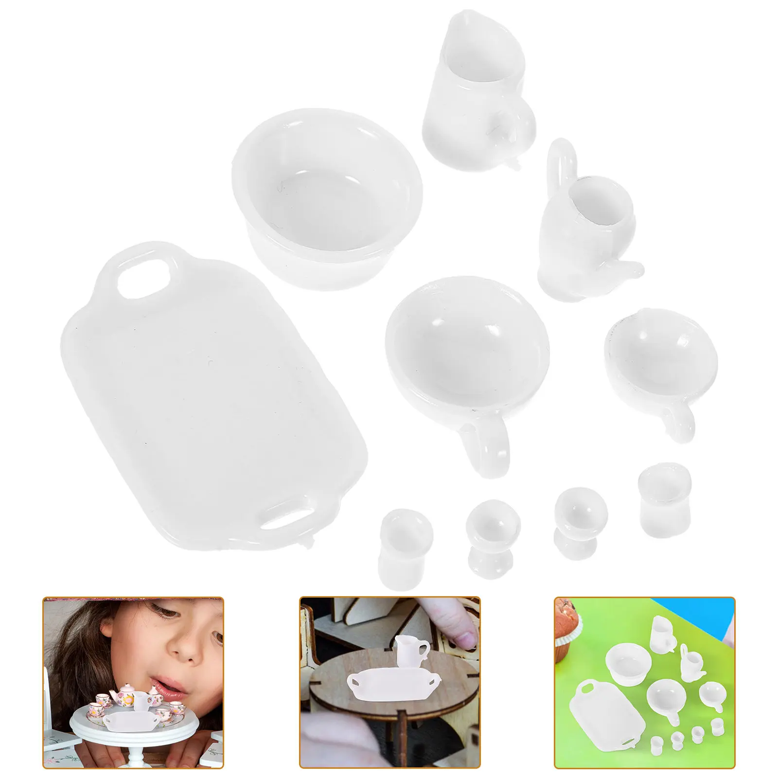 

1Set Miniature Kitchen Tableware Set Realistic Texture Mini Plates Cups Bowls for Dollhouse Decor Home Mini House Decoration DIY